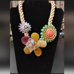 Vintage Anthropologie statement floral necklace